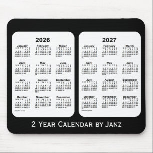 2026-2027 2-jähriger Schwarzweiss-Kalender durch Mousepad