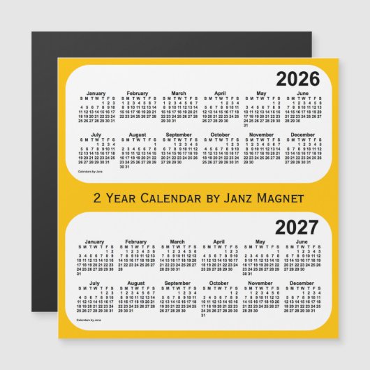 2026-2027 Gold 2 Year Calendar by Janz Magnetkarte (Vorne/Hinten)