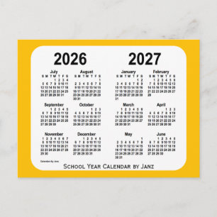 2026-2027 Gold Mini School Year Calendar by Janz Postkarte