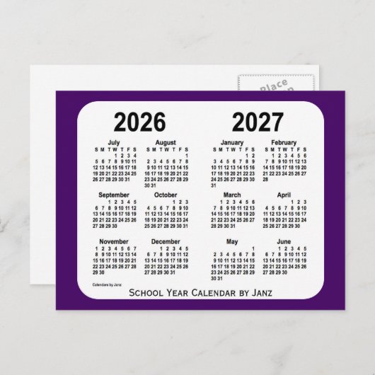2026-2027 Lila Schuljahr in Mini von Janz Postkarte (Vorne/Hinten)