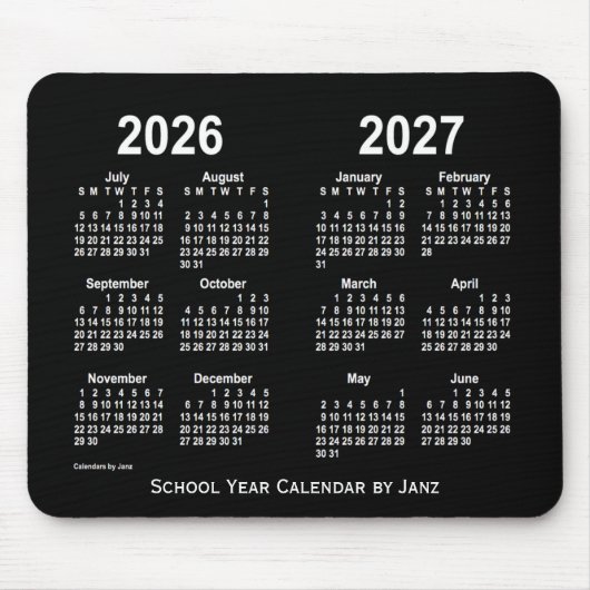 2026-2027 Neon White School Calendar von Janz Mousepad (Vorne)