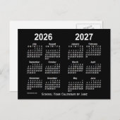 2026-2027 Neon White School Calendar von Janz Postkarte (Vorne/Hinten)