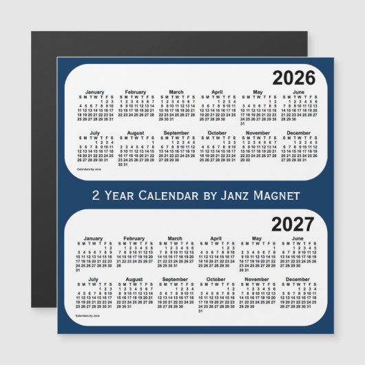 2026-2027 Police Box Blue 2 Year Calendar by Janz Magnetkarte (Vorne/Hinten)