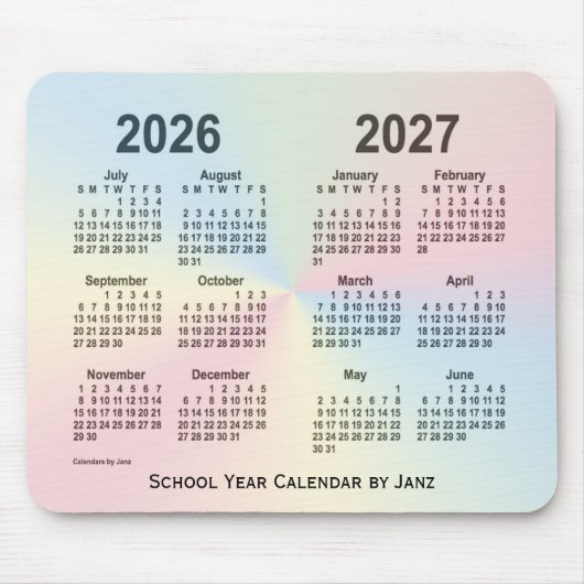 2026-2027 Rainbow Cloud School Calendar by Janz Mousepad (Vorne)