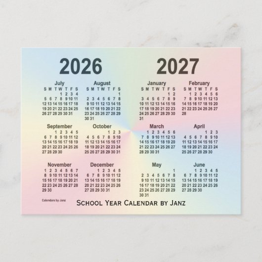 2026-2027 Rainbow Cloud School Calendar by Janz Postkarte (Vorderseite)