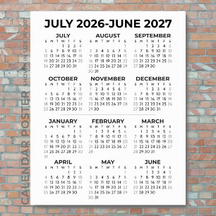 2026-2027 Schuljahreskalender Minimalistischer Wan Poster