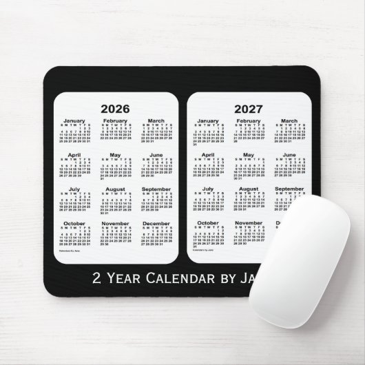 2026-2027 Schwarz-Weiß-Kalender von Janz Mousepad (Mit Mouse)
