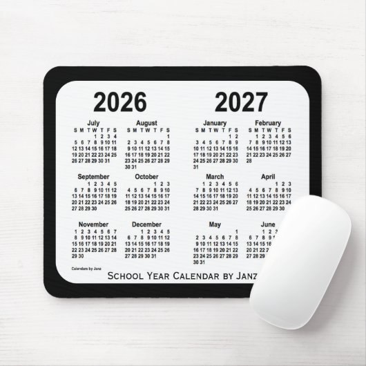 2026-2027 Schwarz-Weiß-Schulkalender von Janz Mousepad (Mit Mouse)