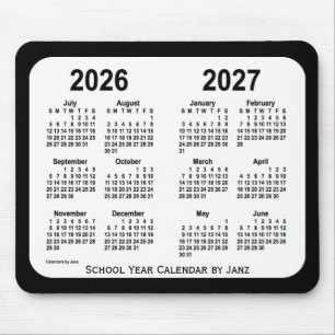 2026-2027 Schwarz-Weiß-Schulkalender von Janz Mousepad