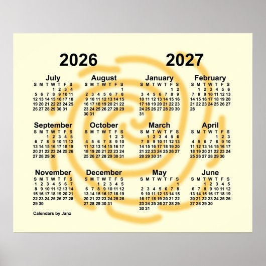 2026-2027 Sonnentage Schuljahr von Janz Poster (Vorne)