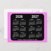 2026-2027 Violet Neon Mini Schulkalender von Janz Postkarte (Vorne/Hinten)