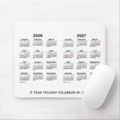 2026-2027 weißer 2-jähriger Feiertags-Kalender Mousepad (Mit Mouse)