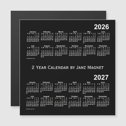 2026-2027 weißer 2-jähriger Neonkalender durch Magnetkarte (Vorne/Hinten)