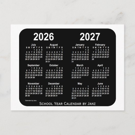 2026-2027 White Neon School Calendar von Janz Postkarte (Vorderseite)