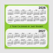 2026-2027 Yellow Green 2 Year Calendar by Janz Magnetkarte (Vorderseite)
