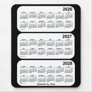 2026-2028 3-jähriger Schwarzweiss-Kalender durch Mousepad