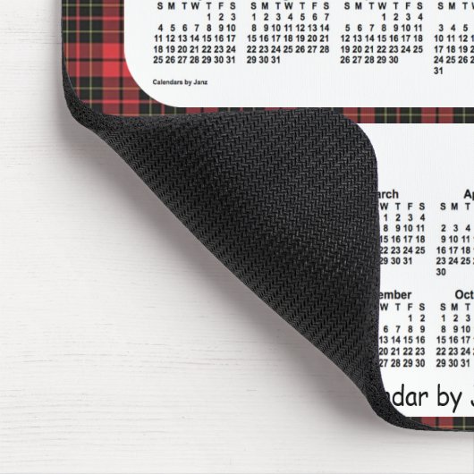 2026-2028 Roter Karierter Dreijahreskalender von J Mousepad (Ecke)