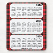 2026-2028 Roter Karierter Dreijahreskalender von J Mousepad (Vorne)