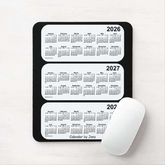 2026-2028 Schwarz-Weiß-Dreijahreskalender von Janz Mousepad (Mit Mouse)
