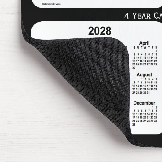 2026-2029 Schwarz-Weiß-Kalender von Janz Mousepad (Ecke)
