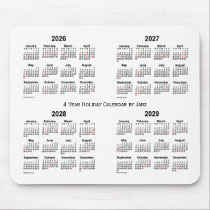2026-2029 weißer Feiertags-Kalender durch Janz Mousepad
