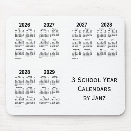 2026-2029 White 3 School Year Calendars von Janz Mousepad (Vorne)