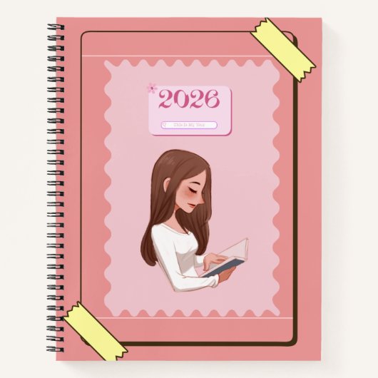 2026 Aesthetic Journal Notebook – Pastel Pink Cute Notizblock (Vorderseite)