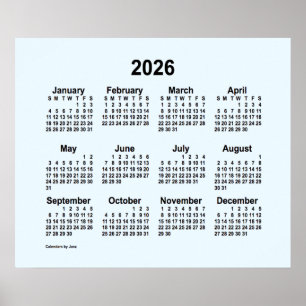 2026 Alice Blue Kalender von Janz Print Poster