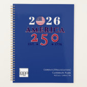 2026 America 250 Blue Commemorative Logo & QR Code Planer (Vorderseite)