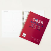 2026 America 250 Rotes Gedenk-Logo & QR-Code Planer (Anzeige)