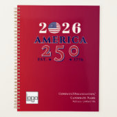 2026 America 250 Rotes Gedenk-Logo & QR-Code Planer (Vorderseite)