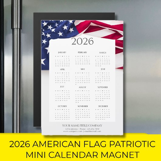 2026 Amerikanischer Flagge Patriotischer Mini-Kale Magnetkarte