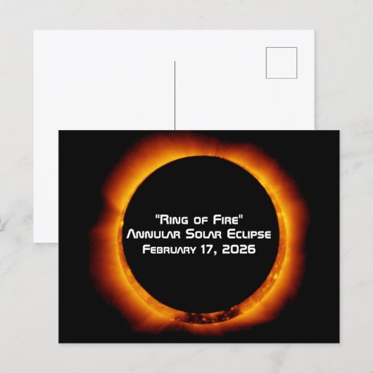 2026 Annular Ring of Fire Solar Eclipse Postkarte (Vorne/Hinten)