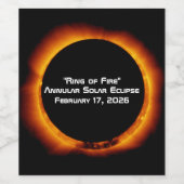 2026 Annular Ring of Fire Solar Eclipse Weinetikett (Einzelnes Label)