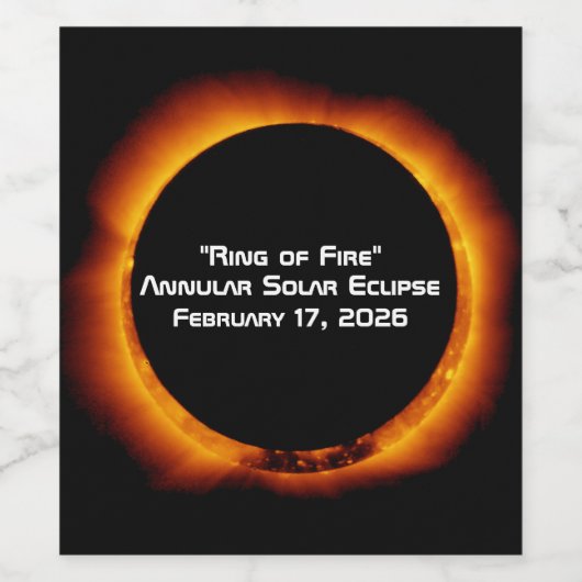 2026 Annular Ring of Fire Solar Eclipse Weinetikett (Einzelnes Label)