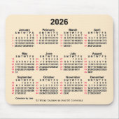 2026 Antik White 52 Weeks ISO Kalender von Janz Mousepad (Vorne)