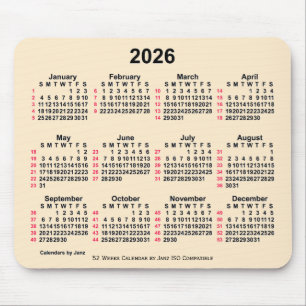 2026 Antik White 52 Weeks ISO Kalender von Janz Mousepad
