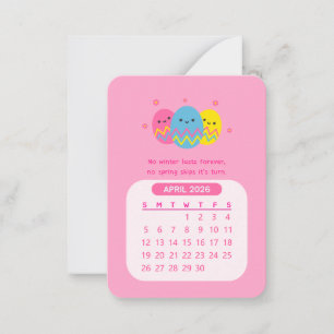2026 April Monatlicher Kawaii Motivationskalender Mitteilungskarte