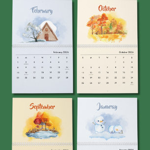 2026 Aquarell-Kalender der Jahreszeiten Kalender