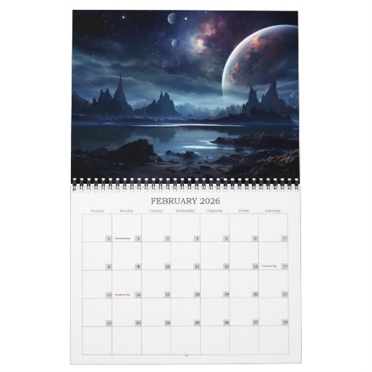 2026 Astroscapes Sci-Fi Weltraumlandschaft Kalender (Feb 2026)