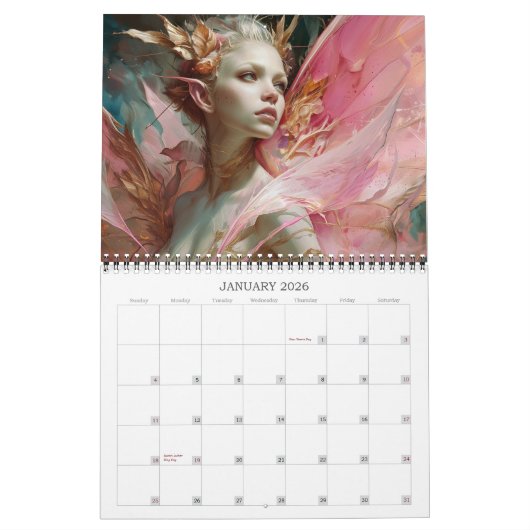 2026 Auf bemalten Flügeln 2 Fairies Angels Fantasy Kalender (Jan 2026)