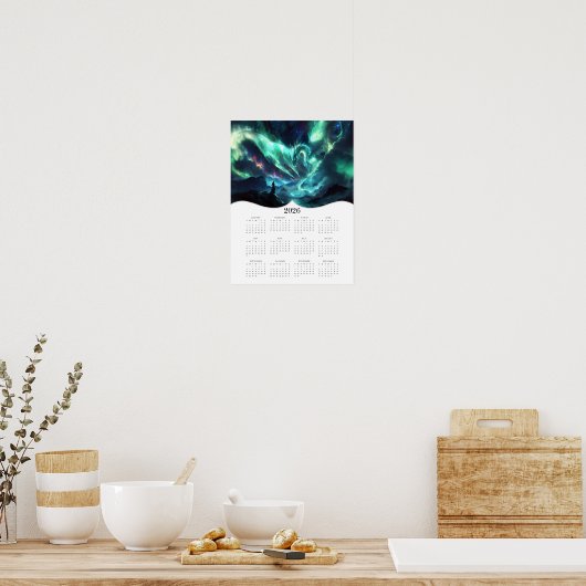 2026 Aurora Dragon Fantasy Art Full Year Calendar Poster (Küche)