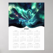 2026 Aurora Dragon Fantasy Art Full Year Calendar Poster (Vorne)
