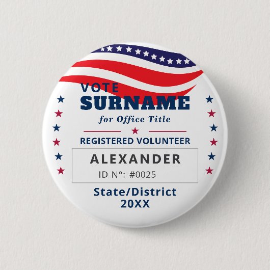 2026 Authorized Volunteer Election Campaign ID  Button (Vorderseite)