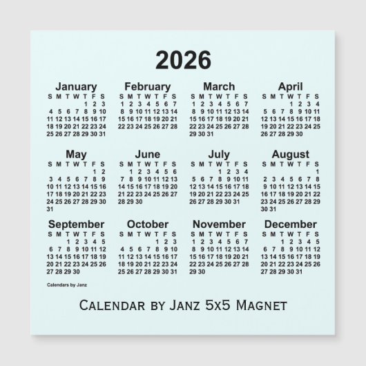 2026 Azure Kalender von Janz 5x5 Magnet (Vorderseite)