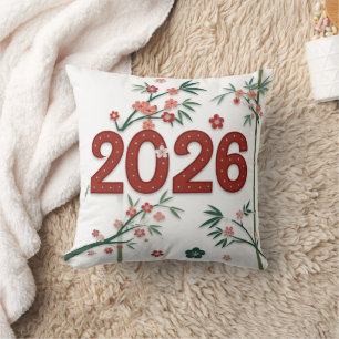 2026 Bambuszahlen mit Kirschblüten  Kissen