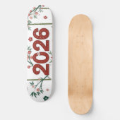 2026 Bambuszahlen mit Kirschblüten  Skateboard (Vorderseite)