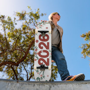 2026 Bambuszahlen mit Kirschblüten  Skateboard