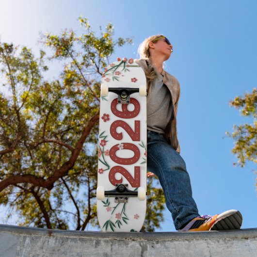 2026 Bambuszahlen mit Kirschblüten  Skateboard (Außen 1)