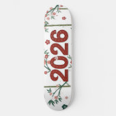 2026 Bambuszahlen mit Kirschblüten  Skateboard (Vorderseite)
